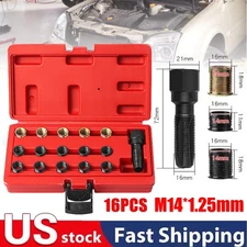16pc Spark Plug Thread Repair Rethreading Tool Kit M16 Threaded Coil Insert