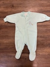 Vintage Carter's Blue Bunny Fleece One Piece Footed Sleeper 0-6m Easter Baby