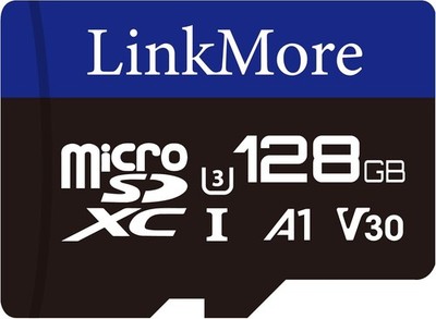 XV13 128GB MicroSD Memory Card MicroSDXC A1 UHS-I U3, V30 Class 10 Adapter