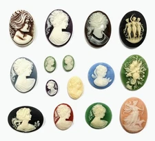 15 Vintage Resin Cameos (West German, Hong Kong, Japan) DIY Jewelry Crafting C82