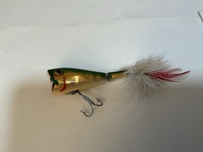 Vintage L&S MirrOlure 12M22 Jointed Popper Angelköder 50er GoldScale Bucktail