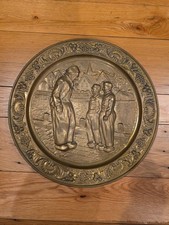 Vintage Hammered Brass Old World Hanging Decor 14"