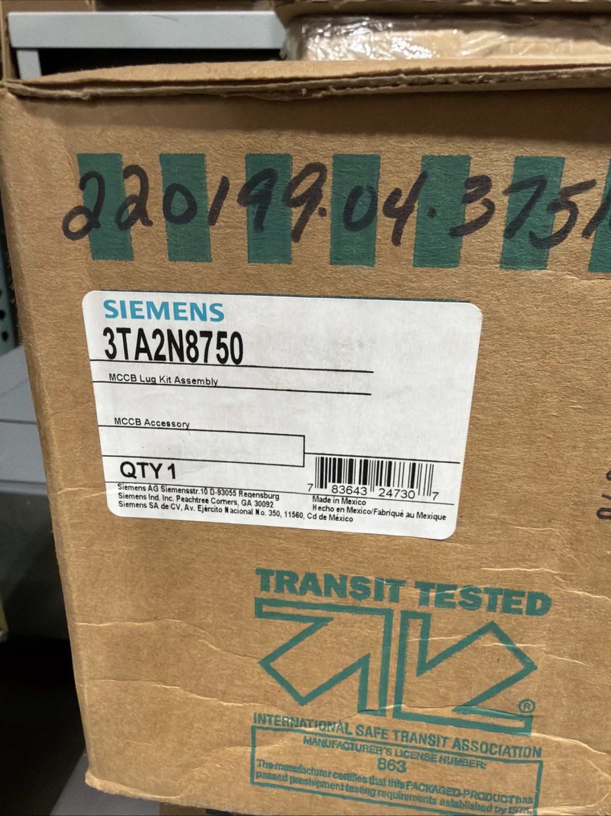 Siemens 3TA2N8750 Mechanical Terminal Breaker Lug Kit, 500 to 750 kcmil (New)