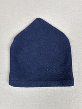 Vtg Lands End Hat Beanie Fitted Mens M/L Navy Blue Fleece Knit Winter Cap USA
