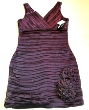 NWT Womens Dress-LOUREA-purple lined pleated floral Cocktail Whimsygoth fairy-14