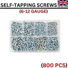 Assorted Self Tapping Screws Pan Head Pozi 6–12 Gauge 800 Pcs Box