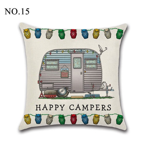 Happy Camper Touring Car Cushion Cover Throw Pillow Case Sofa Couch Decoration - Picture 27 of 32