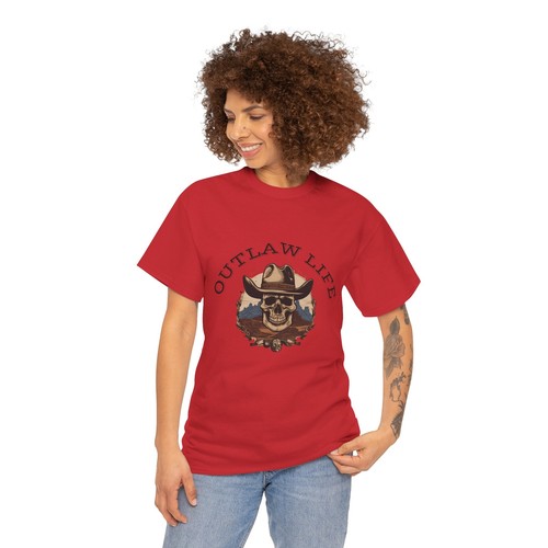Western Outlaw Life Skull Tee, Cowboy Hat Graphic Shirt, Rodeo Tee, Wild West - Picture 81 of 92