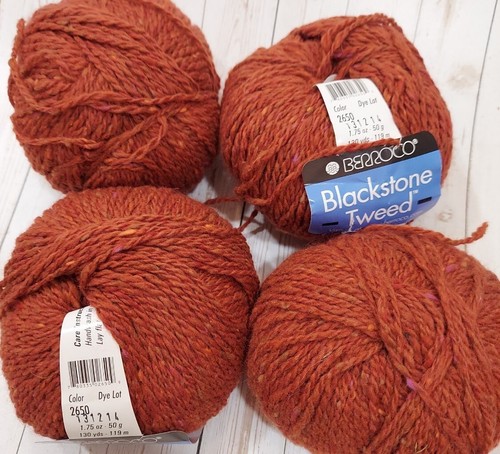 Barroco Blackstone Tweed Yarn Color Sugar Pumpkin 130 yards lot of 4