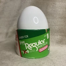 VTG Leggs Egg Sheer Toe Regular Pantyhose SUNTAN Size B