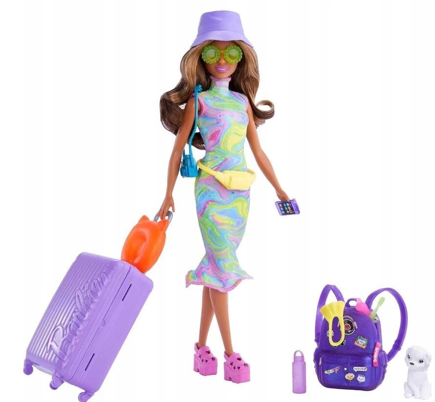 BARBIE TERESA DOLL ON A TRAVEL with a dog and accessories HKB05
