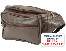 Genuine Leather Fanny Pack Large Multi Zippered Waist Bag Design Hip Purse