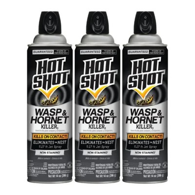 Hot Shot Wasp & Hornet Killer Spray Insects, Spray up to 27 ft, 17.5 oZ Lot of 3