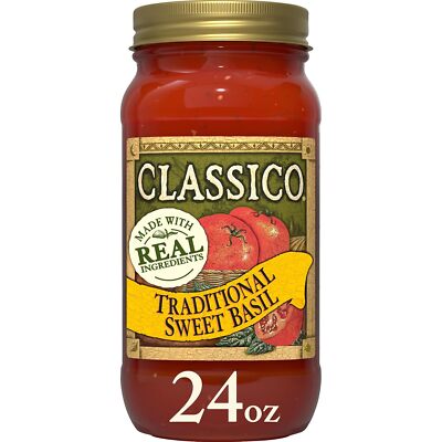 Classico Traditional Sweet Basil Tomato Spaghetti Pasta Sauce 24 Oz Jar