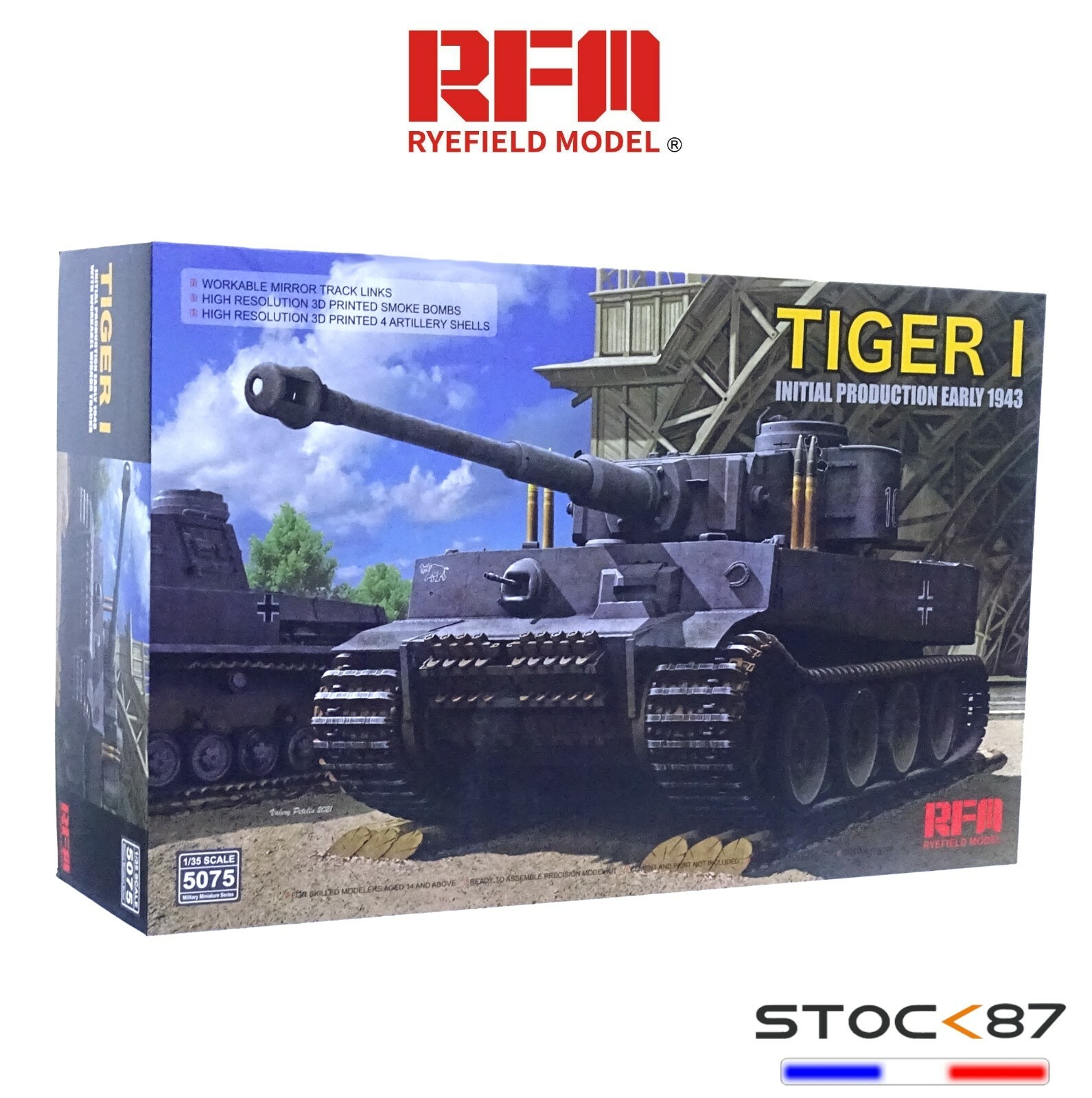 Char Tiger I 100 initial production 1943 maquette RFM 1/35 avec chenilles articulées