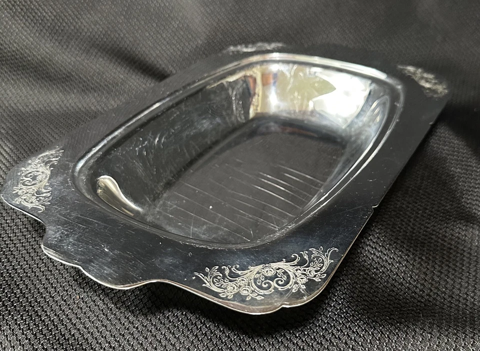 Farberware Vtg Stainless Steel Etched Floral Cheese & Snack Serving Tray - Image 2 of 4
