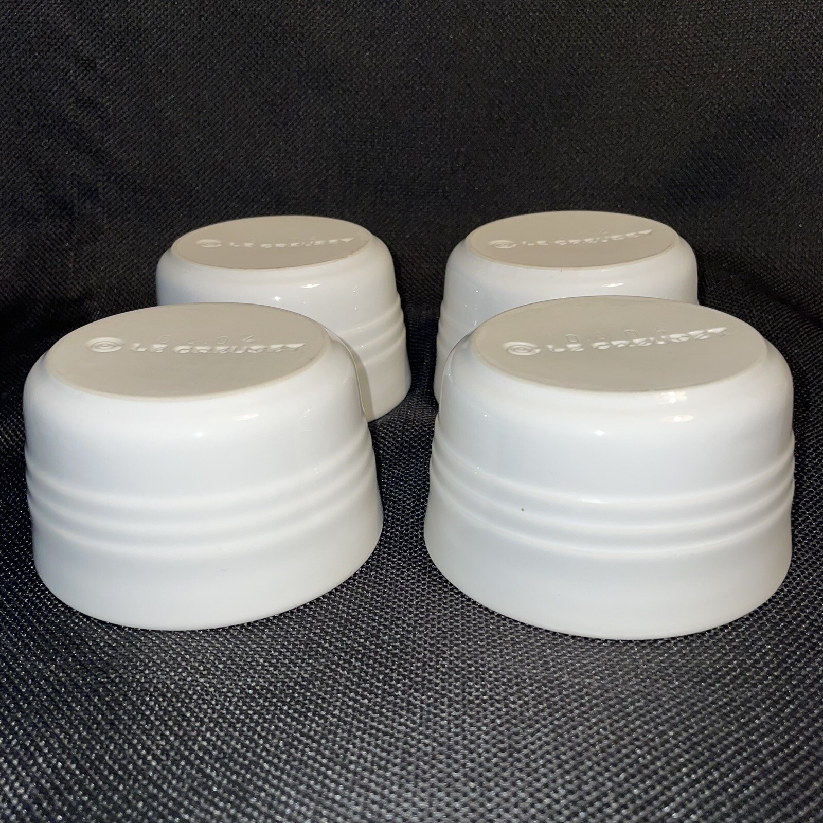 Set of 4 of Le Creuset Small White Ribbed Ramekins Round Dish eBay