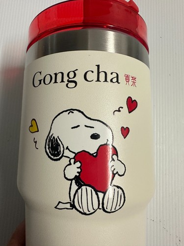 Gong Cha X Snoopy White Tumbler 590mL / 20oz Cup Tea Coffee Straw - USE CODE 6% - Picture 2 of 7