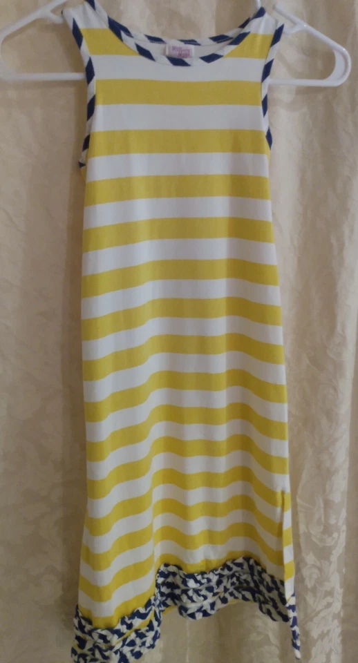Mallory May Striped Maxi Dress Yellow & Navy Blue Girls 6 - Изображение 4 из 4