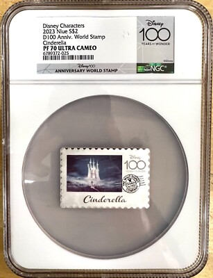 ディズニー100周年記念　銀貨 NGC鑑定PF70　ニウエ　Cinderella 100 year of wonder Walt Disney Cinderella NGC PF 70 Stamp 1 oz