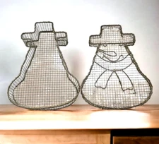 Mesh Wire Snowman Tray & Lid Handmade Trinkets Potpourri ￼Candy Holliday Gift VT