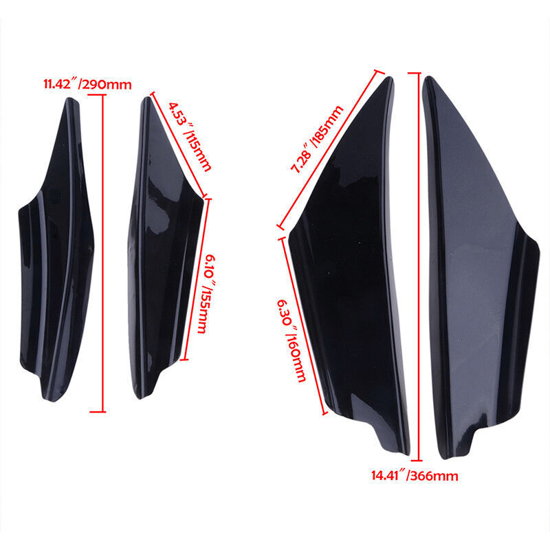 4x Glossy Black Bumper Canards Splitters For Front | ABS Fins Diffuser Spoiler Lips