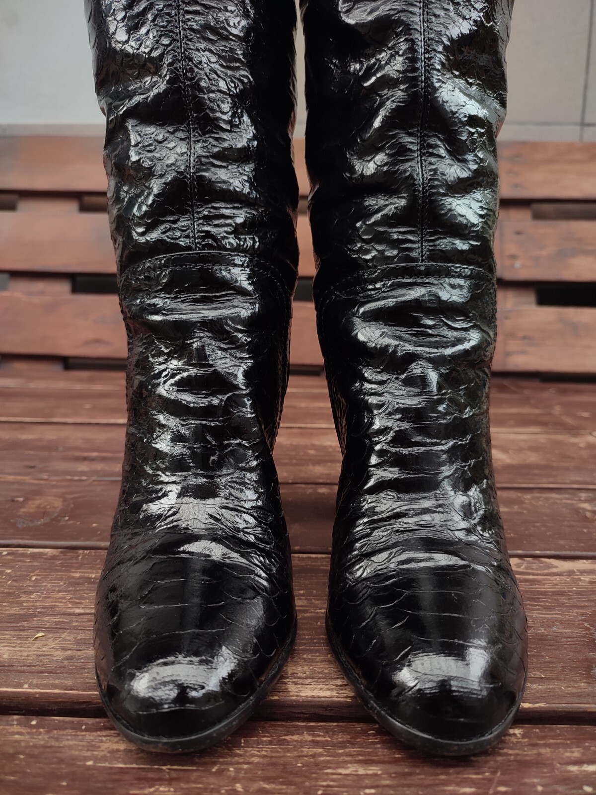 3500$ Sergio Rossi Black Knee High Python Patent … - image 17