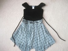 DISORDERLY KIDS PARTY DRESS,10, BLACK VELOUR TOP, SPARKLY POLKA DOT SKIRT,CUTE