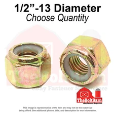 1/2"-13 Grade 8 Nylon Insert Lock Nuts Zinc Yellow Coarse Thread (Pick Qty)