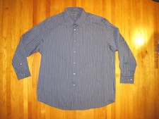 Perry Ellis Portfolio Wrinkle Free Blue/Gray Stripe Dress Shirt 2XL 18-34-35 New