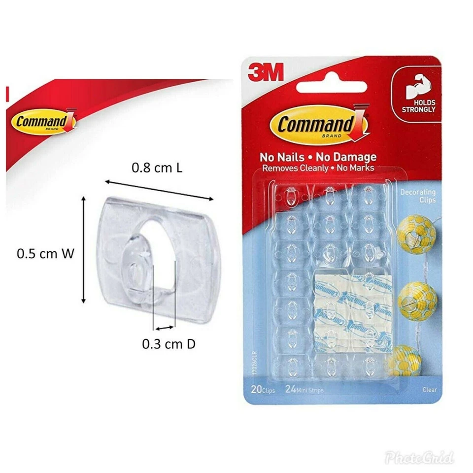 Command Hooks Decorating Clips Self-Adhesive Strips Wall Hanging Fairy Lights - Image 3 of 3