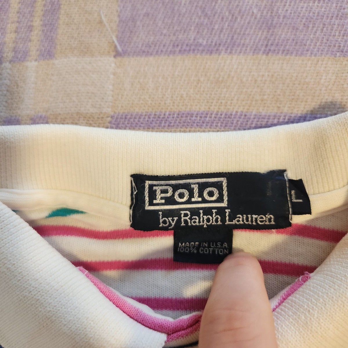 Vtg Polo Ralph Lauren Shirt Rainbow Thin Striped USA 80s 90s Y2K