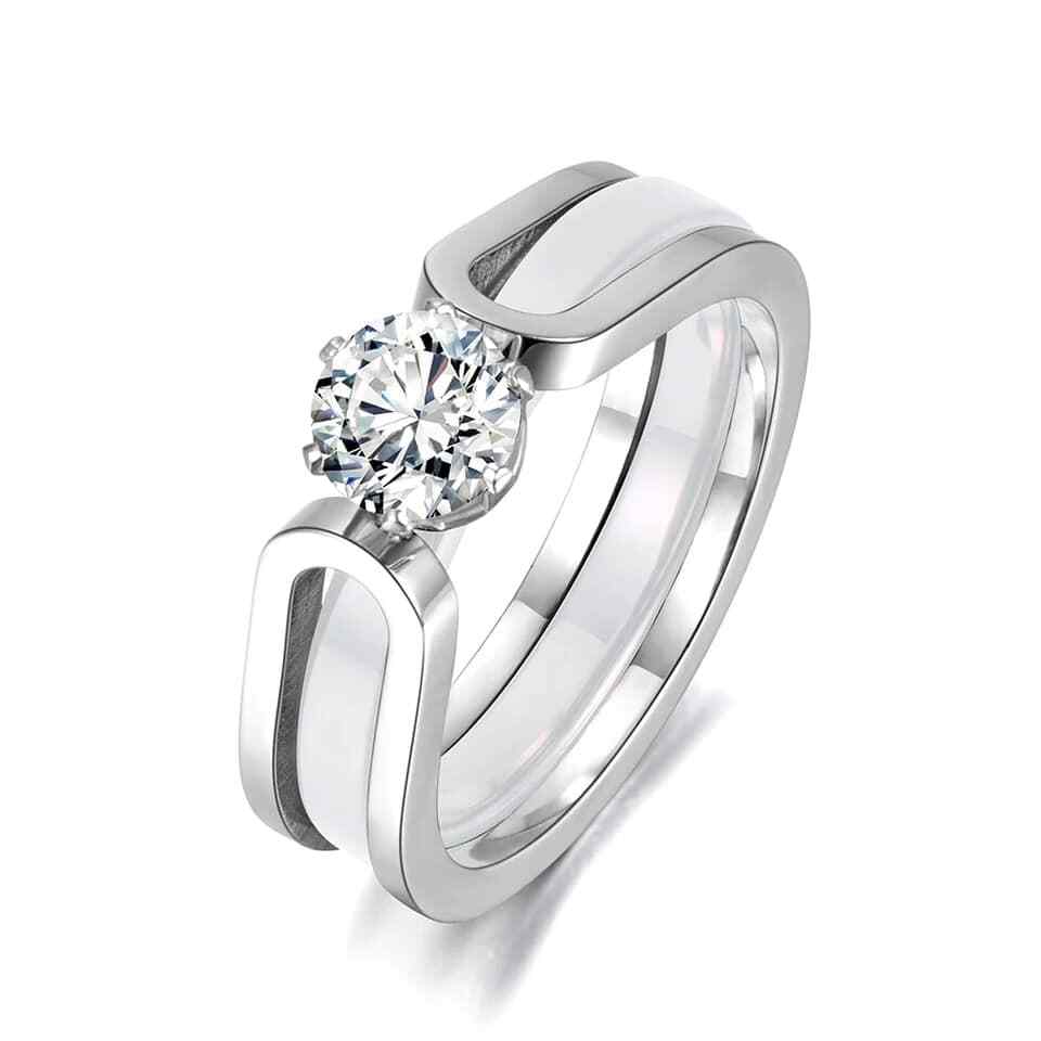 BAGUE ANNEAU ARGENT 825 Céramique Noire et Zirconium Mi bague EUR 60,00 - FR