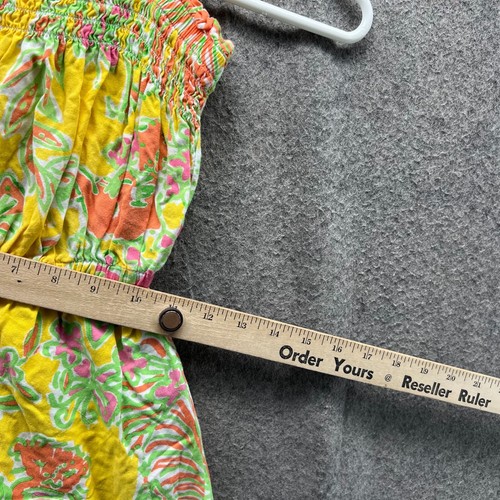 Lilly Pulitzer Jumpsuit Girls Medium 7/8 Yellow Floral Tropical Sleeveless - Picture 3 of 10