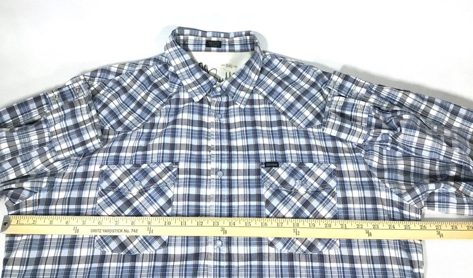 Camisa Vaquera Bullhead Western Para Hombre 2XL Algodón Cuadros Manga Larga Perla A Presión Foto 4 de 4
