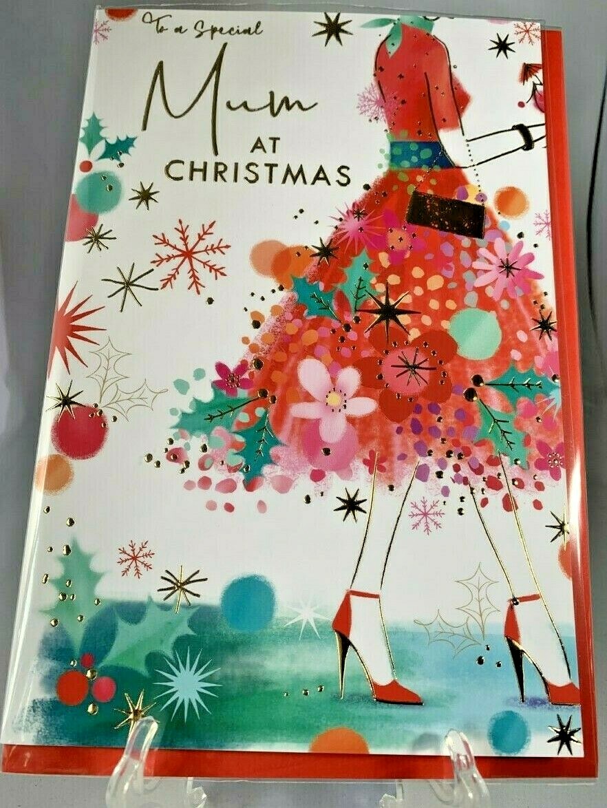 Christmas Card Mum Female Foil Finish Xmas