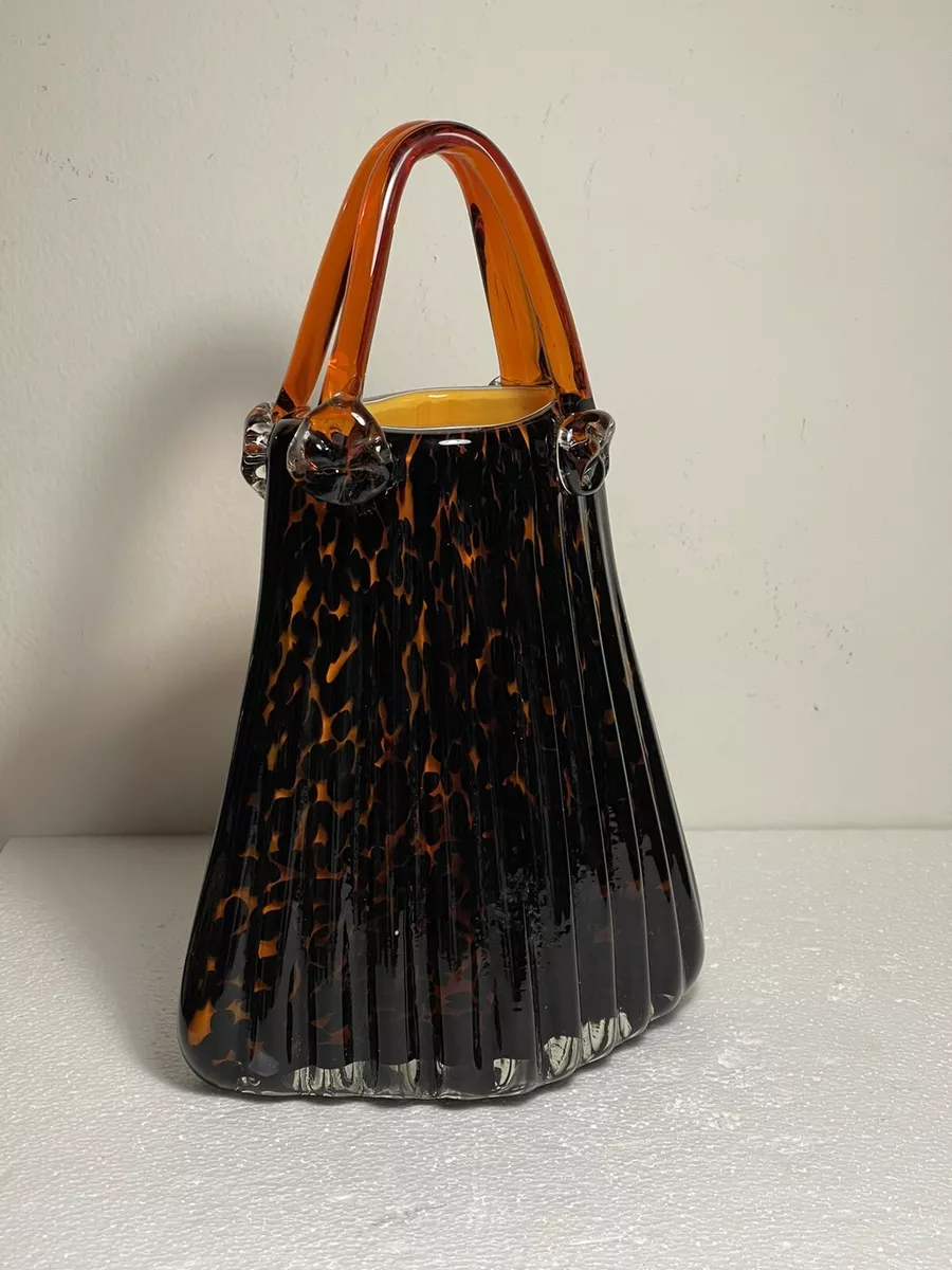 Heavy Tortoise Shell Colored Murano Style Art Glass Purse 40 20