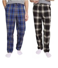 Eddie Bauer Men  s Flannel Lounge Pant, 2-pack Black and Blue, Large