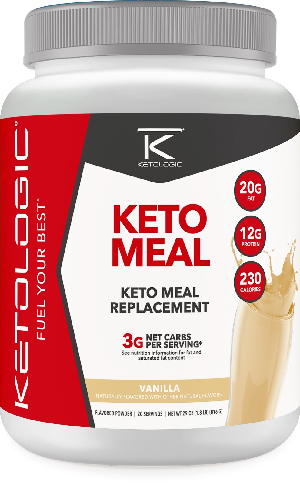 Порошок для коктейлей KetoLogic Keto Meal Replacement (ванильный) (20 порций)