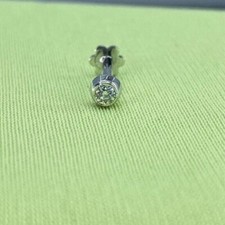 Bezel Set Real Diamond 0.05 Ct Nose Stud Screw Ring Piercing Pin 14K White Gold