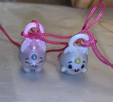 Lot Of 2 Moose Enterprises Shopkins Mini Figures Charms W/ Strap Pets Cat Dog