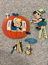 Vintage 1950 s Set of Pressboard Cut Outs -Peter Pumpkin Eater Wall Art Decor