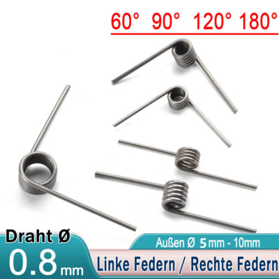 Schenkelfedern / Torsionsfedern / Drehfeder / Spannfeder Edelstahl linke Feder