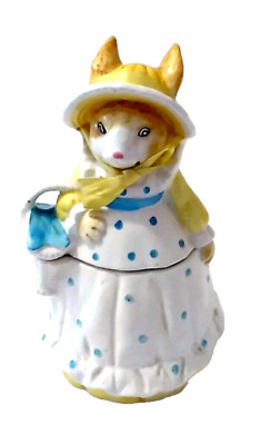Dept 56 Girl Easter Bunny Rabbit Ceramic Container Candy Jar 10'' Japan