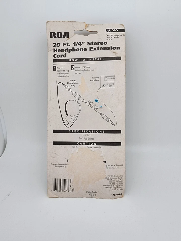 Cable de extensión de auriculares estéreo RCA AH80 20' AH-80 nuevo Foto 2 de 4