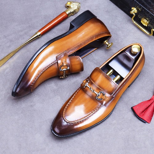 British Style Slip On Loafers Casual Business Formal Dress Shoes Real Leather sz - Picture 4 of 21