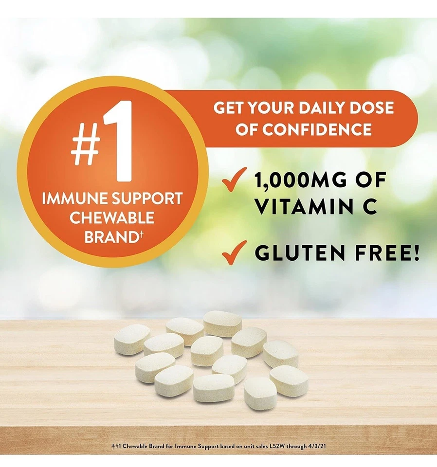 Comprimidos Masticables Aerotransportados 1000Mg Apoyo Inmunológico, Sabor Cítrico, GRANDES 116ct 10/26 Foto 4 de 4