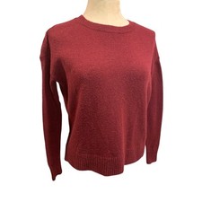 XS Loft Womens Burgundy Sweater Crewneck Wool Blend