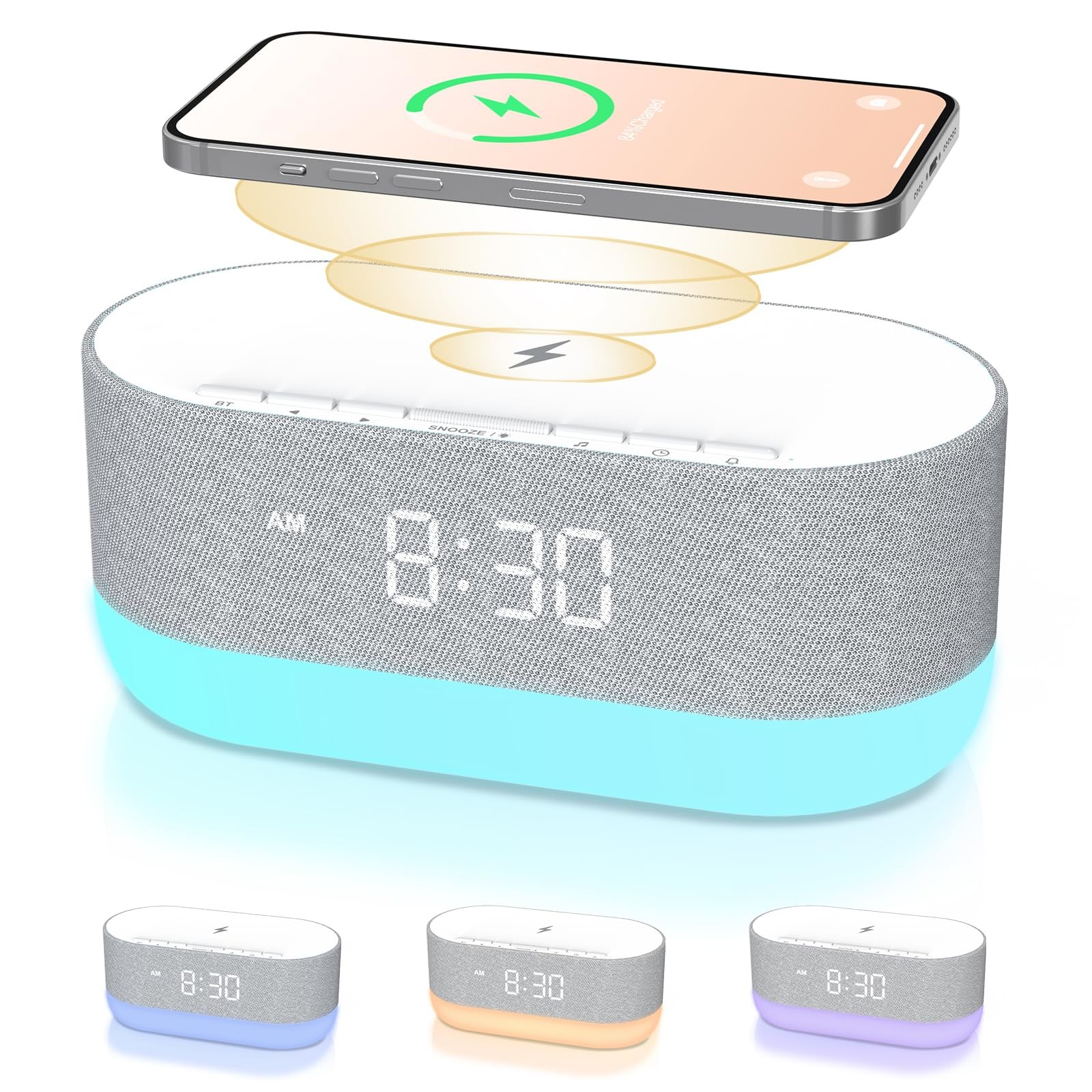 3 in 1 Sound Machine Alarm Clock& Wireless Charger: Soothing