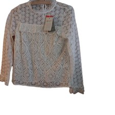 Monsoon Lolita Blouse Women Size UK 10 Ivory Lace Boho Romantic Top New